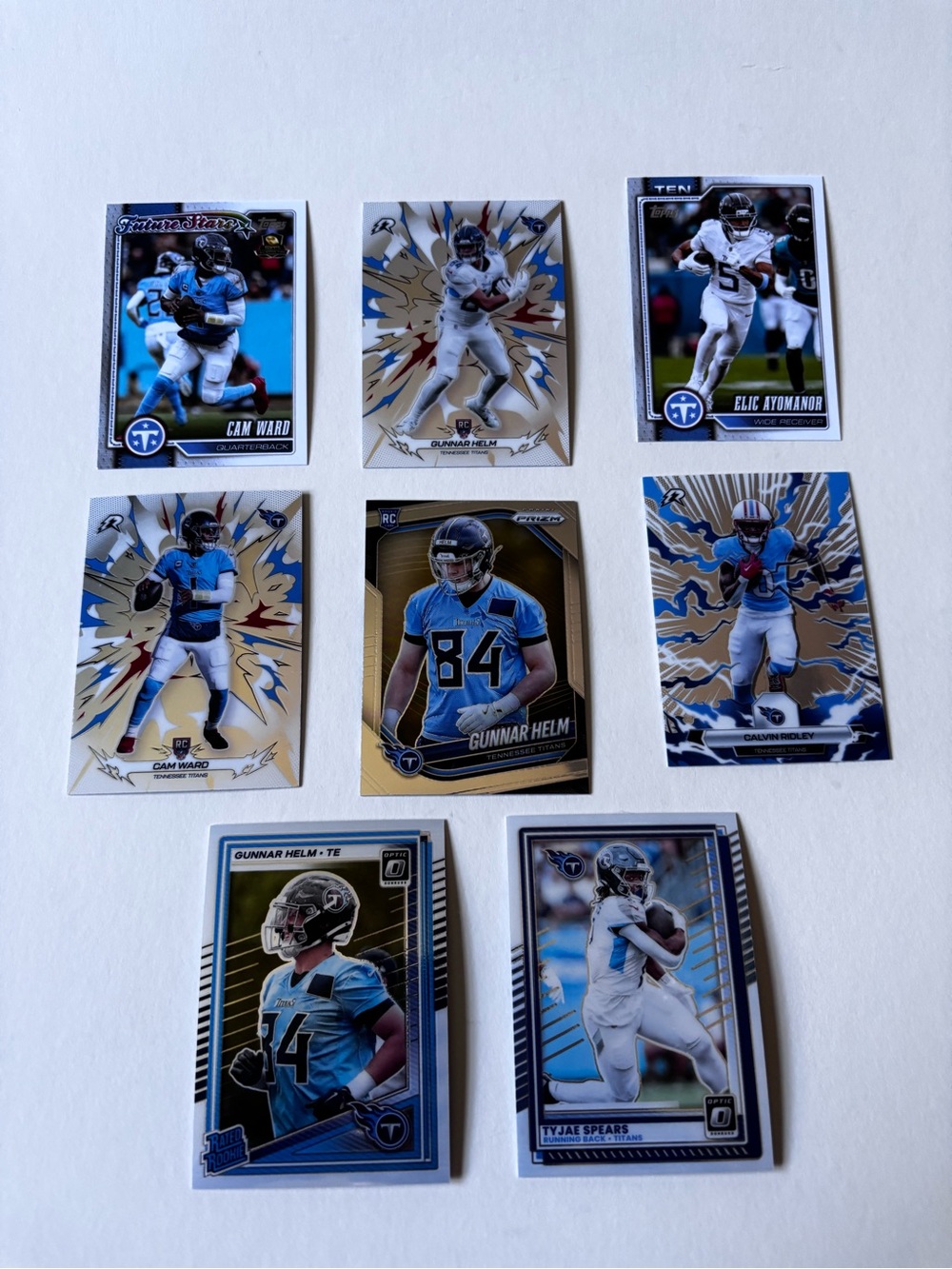 Tennessee Titans Card Lot (8) Cam Ward RC Gunnar Helm Optic Prizm Topps